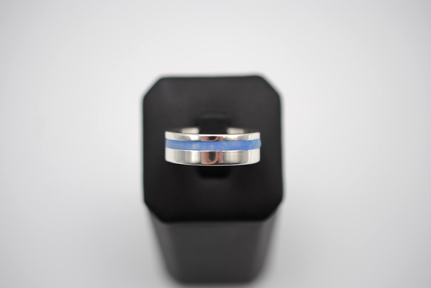 Ring Band: Opal Inlay, Silver, High Polished