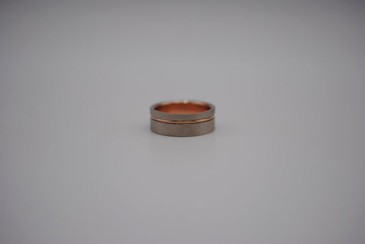 Ring Band: Palladium White Gold, Rose Gold Inlay, Stardust Texture, 7.5mm Wide