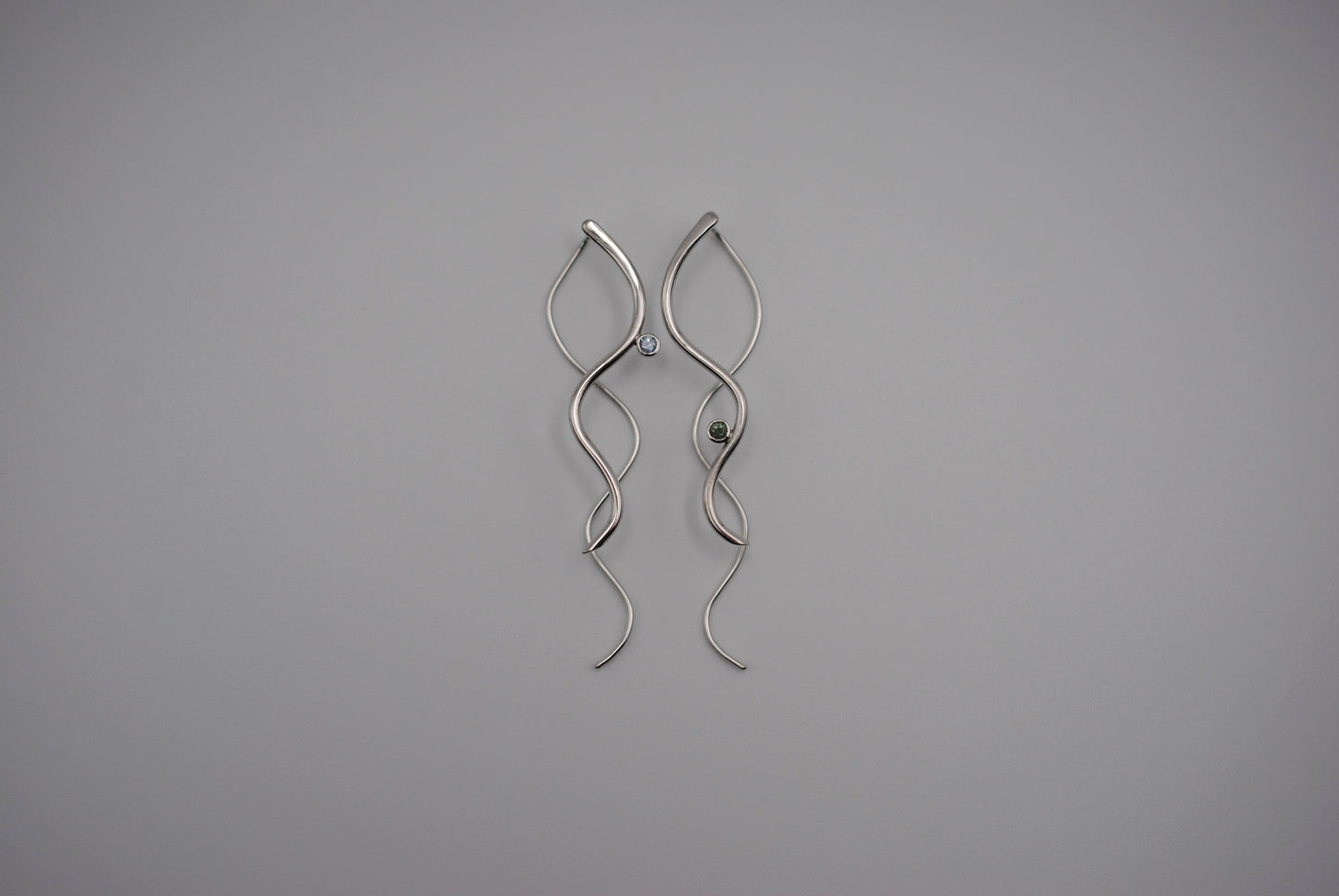 Sapphire Earrings: Infinity, Round Cut, Rhodium Finished