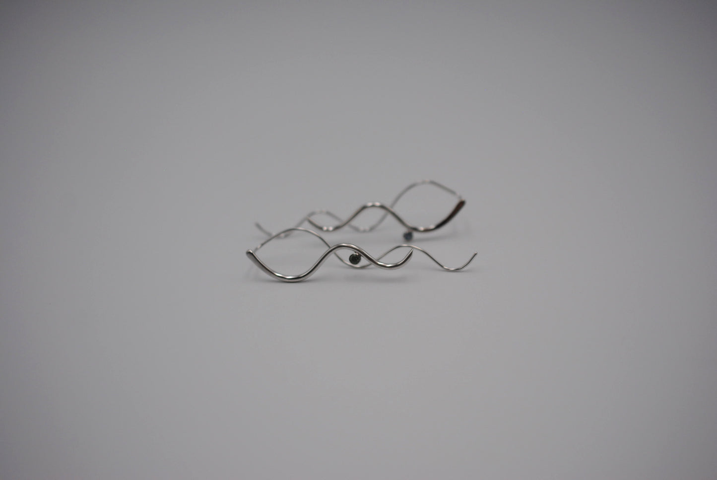 Sapphire Earrings: Infinity, Round Cut, Rhodium Finished
