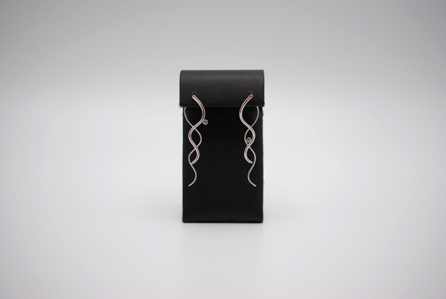 Sapphire Earrings: Infinity, Round Cut, Rhodium Finished