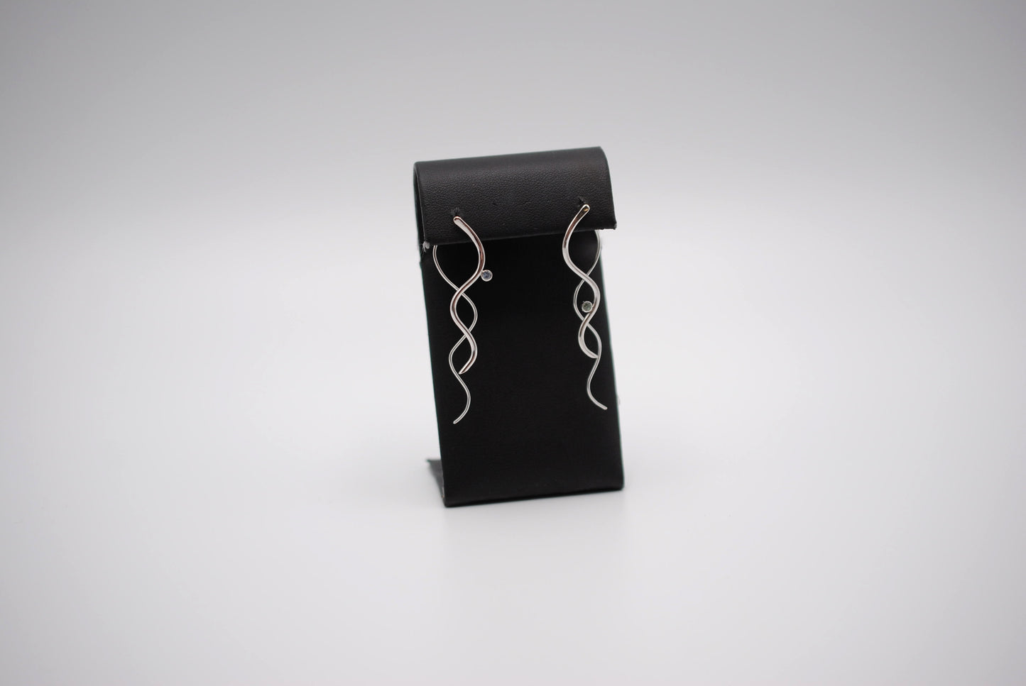 Sapphire Earrings: Infinity, Round Cut, Rhodium Finished