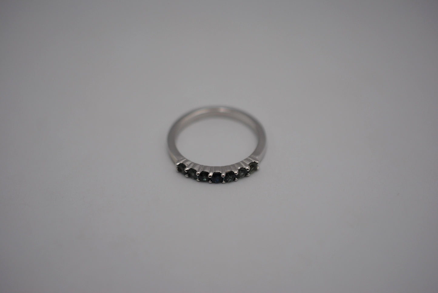 Sapphire Ring: Round Cut, Ombre, White Gold