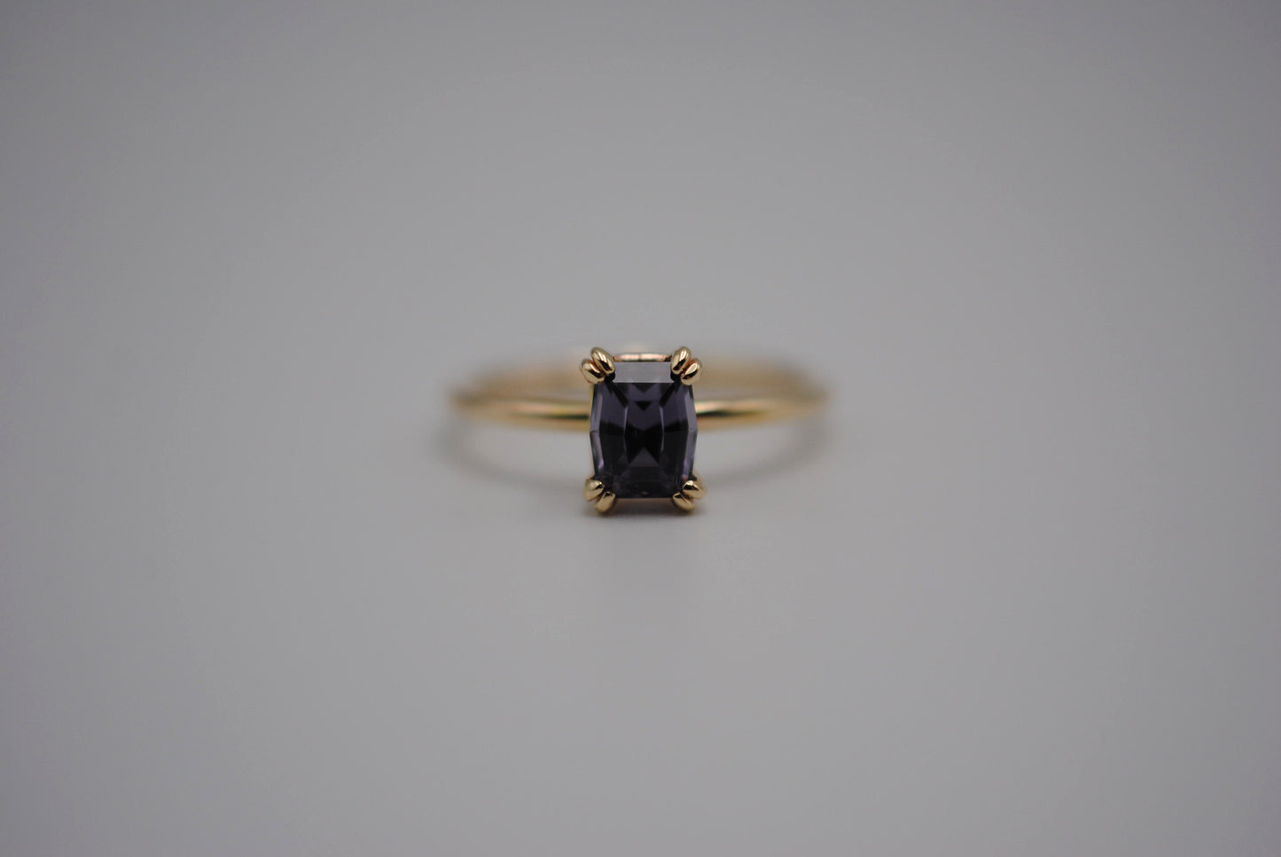 Spinel RingModified Emerald Cut, Yellow Gold, Double Prong Setting