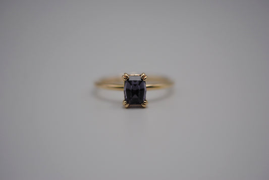 Spinel RingModified Emerald Cut, Yellow Gold, Double Prong Setting