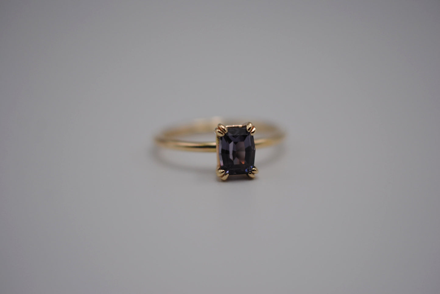 Spinel RingModified Emerald Cut, Yellow Gold, Double Prong Setting