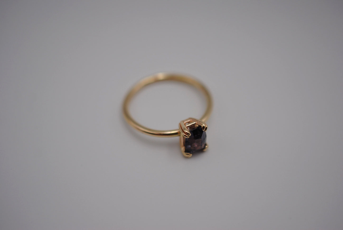 Spinel RingModified Emerald Cut, Yellow Gold, Double Prong Setting