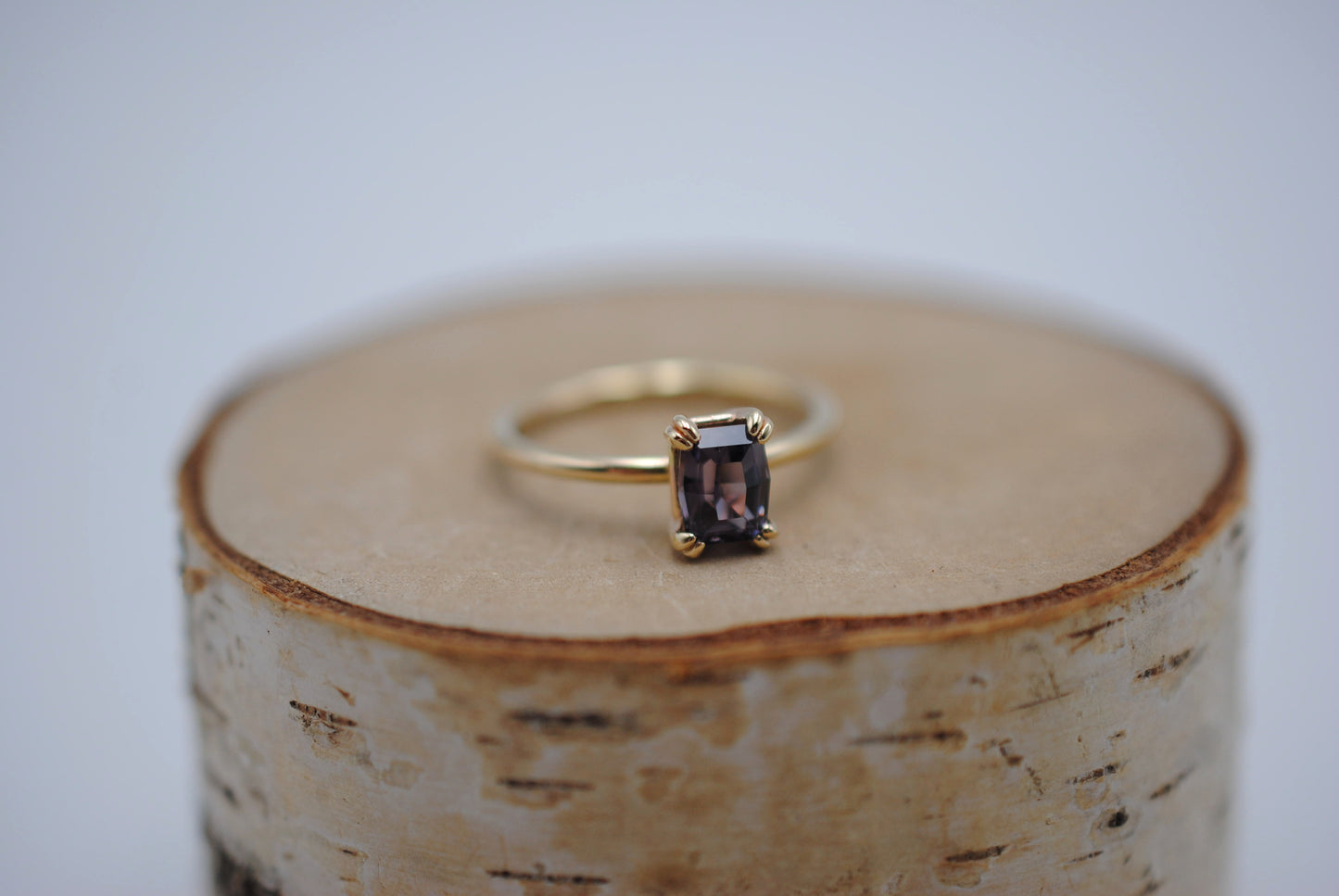 Spinel RingModified Emerald Cut, Yellow Gold, Double Prong Setting