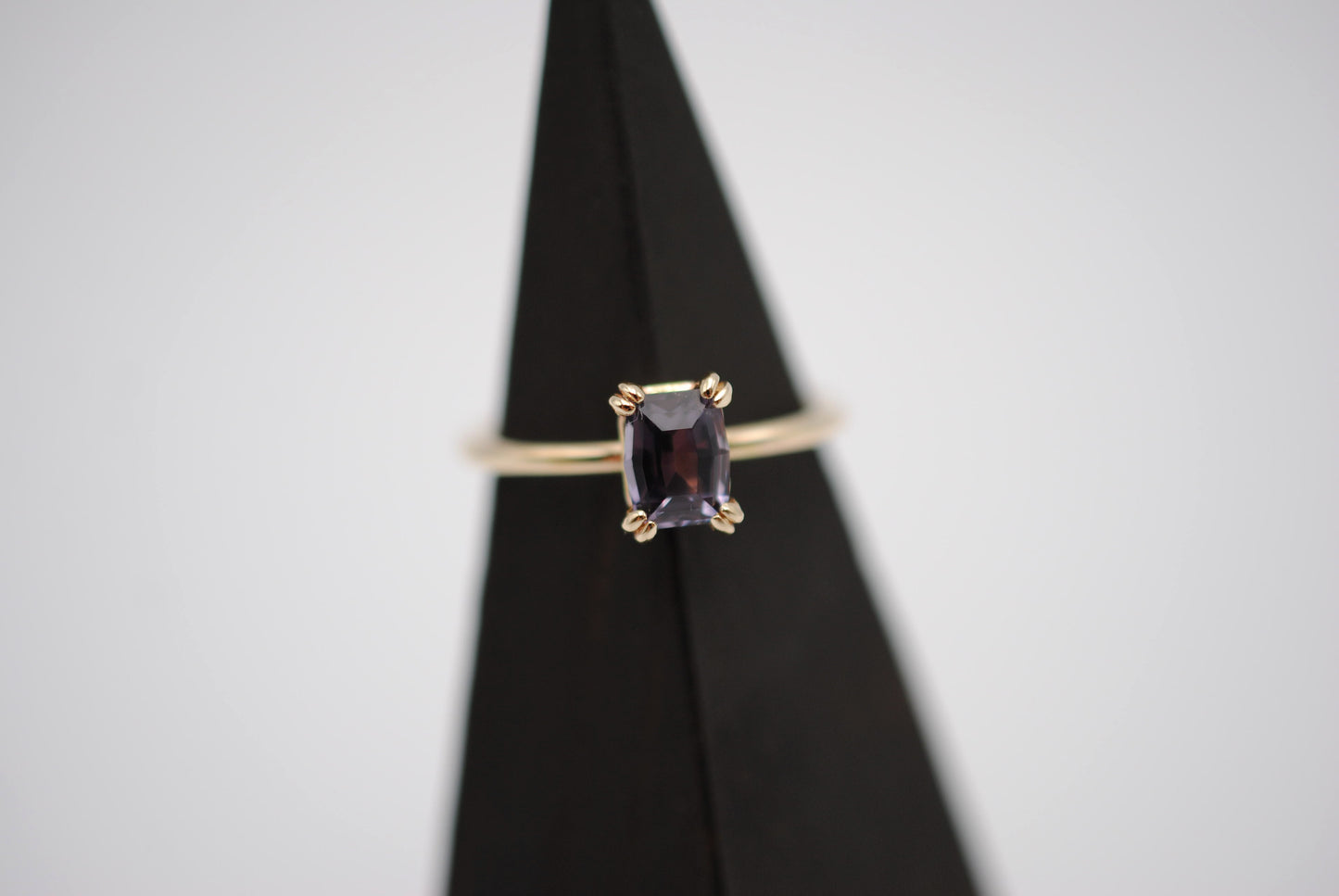 Spinel RingModified Emerald Cut, Yellow Gold, Double Prong Setting