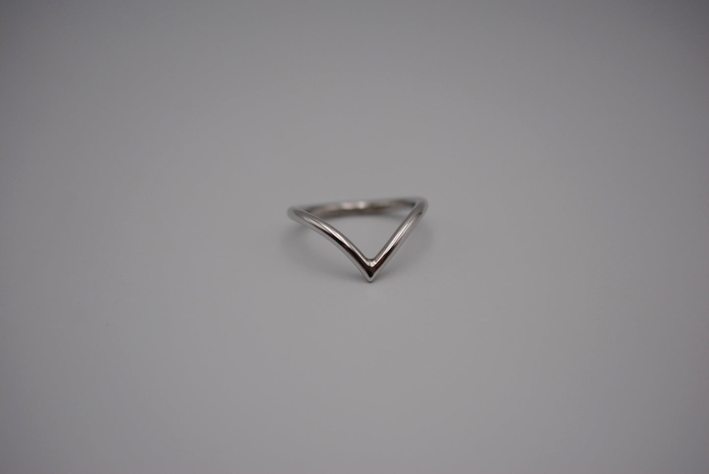 Stacker Ring: Chevron, Rhodium Finish