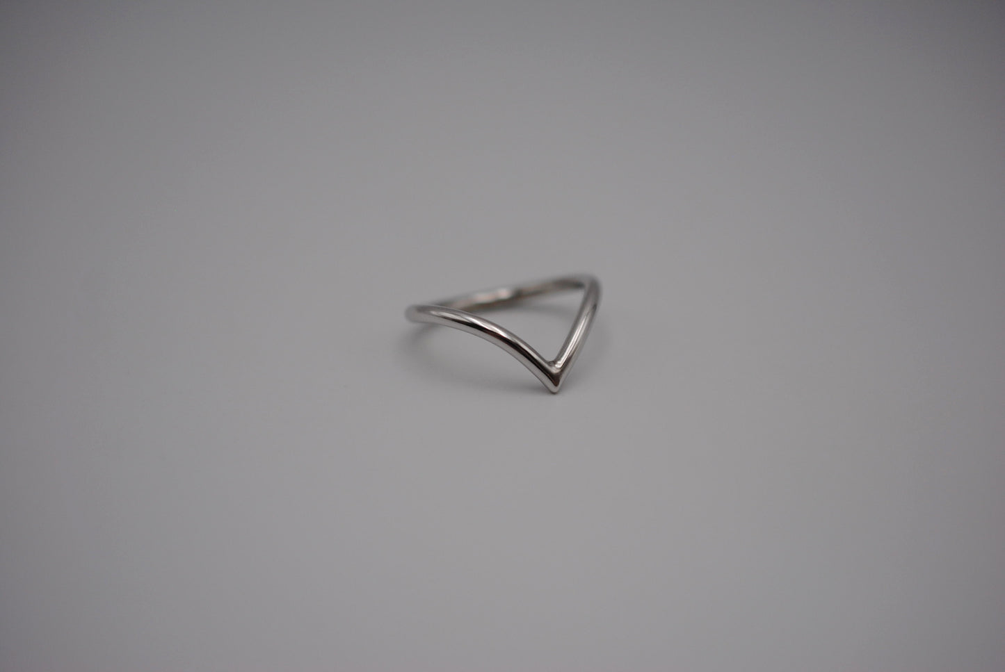 Stacker Ring: Chevron, Rhodium Finish
