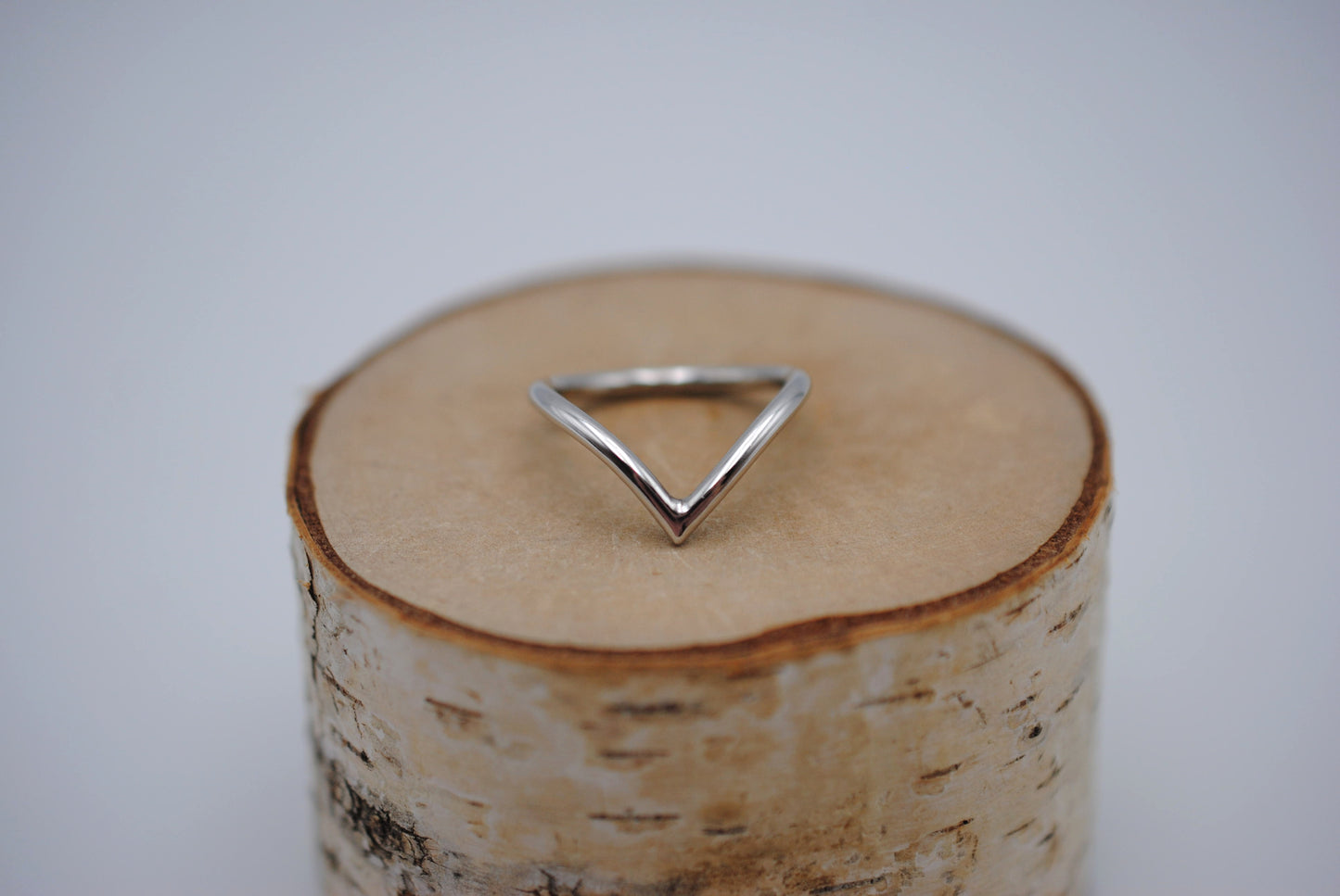 Stacker Ring: Chevron, Rhodium Finish