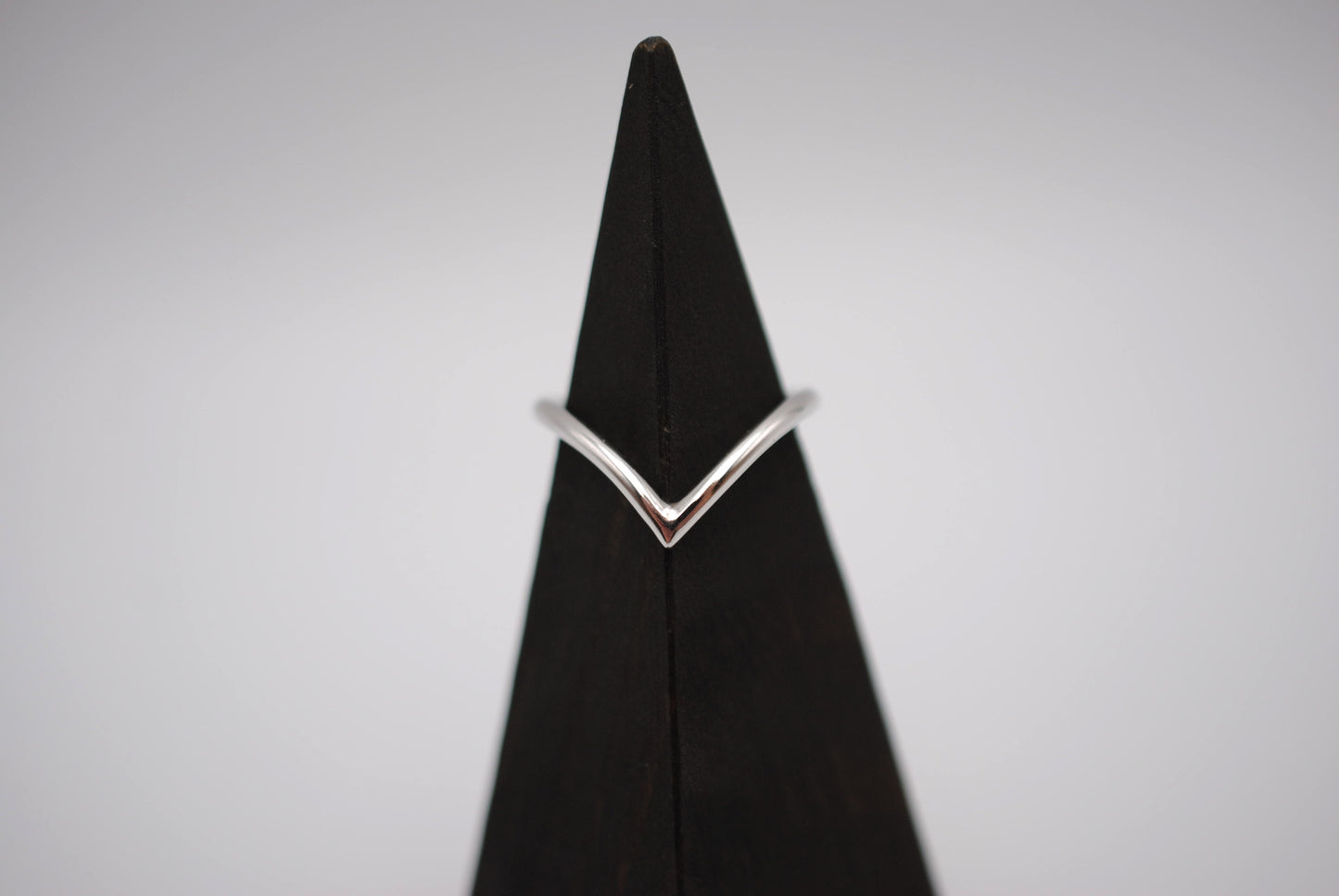 Stacker Ring: Chevron, Rhodium Finish
