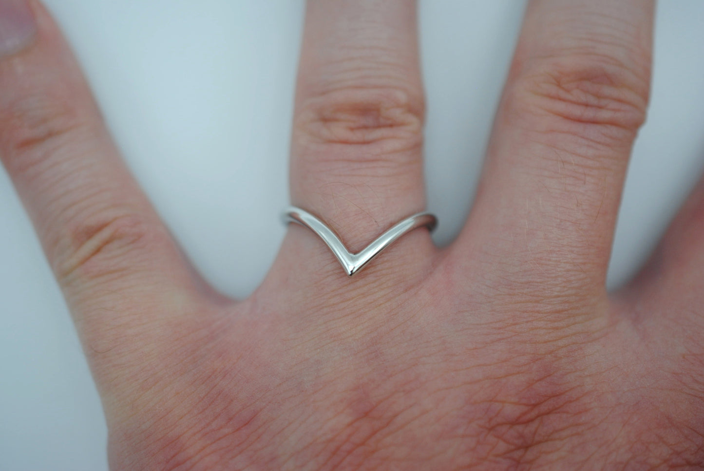 Stacker Ring: Chevron, Rhodium Finish