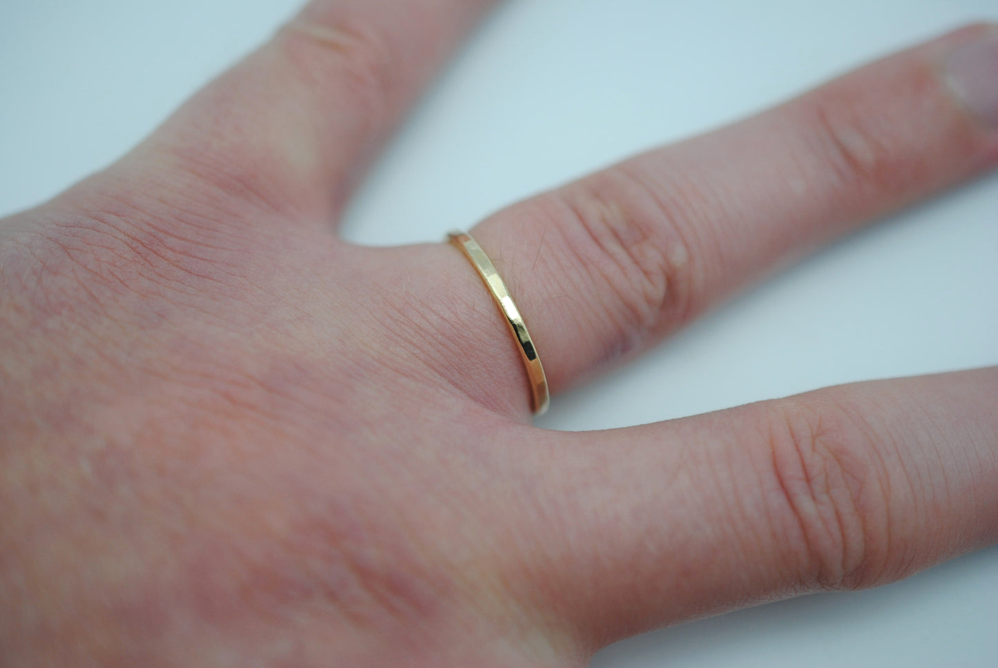 Stacking Ring: Hammered Texture, Yellow Gold, Medium Width