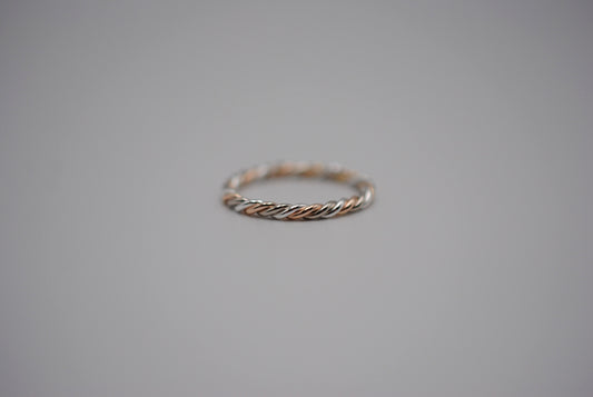 Stacking Ring: Rope, Mixed Metals: Palladium White Gold, Rose Gold, Silver