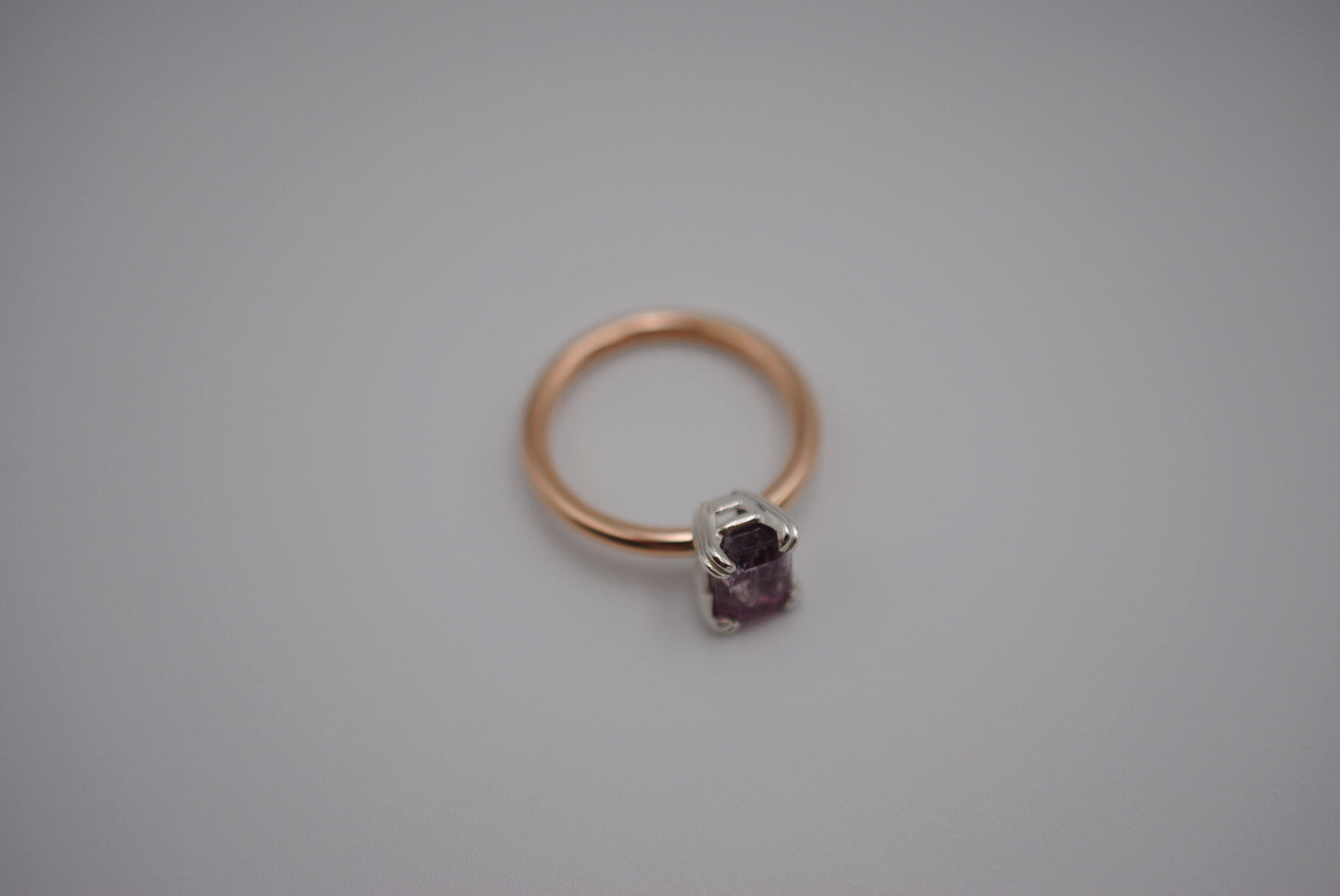 Tourmaline Ring: Emerald Cut, Yellow Gold Fill Band, Silver Double Prong Setting