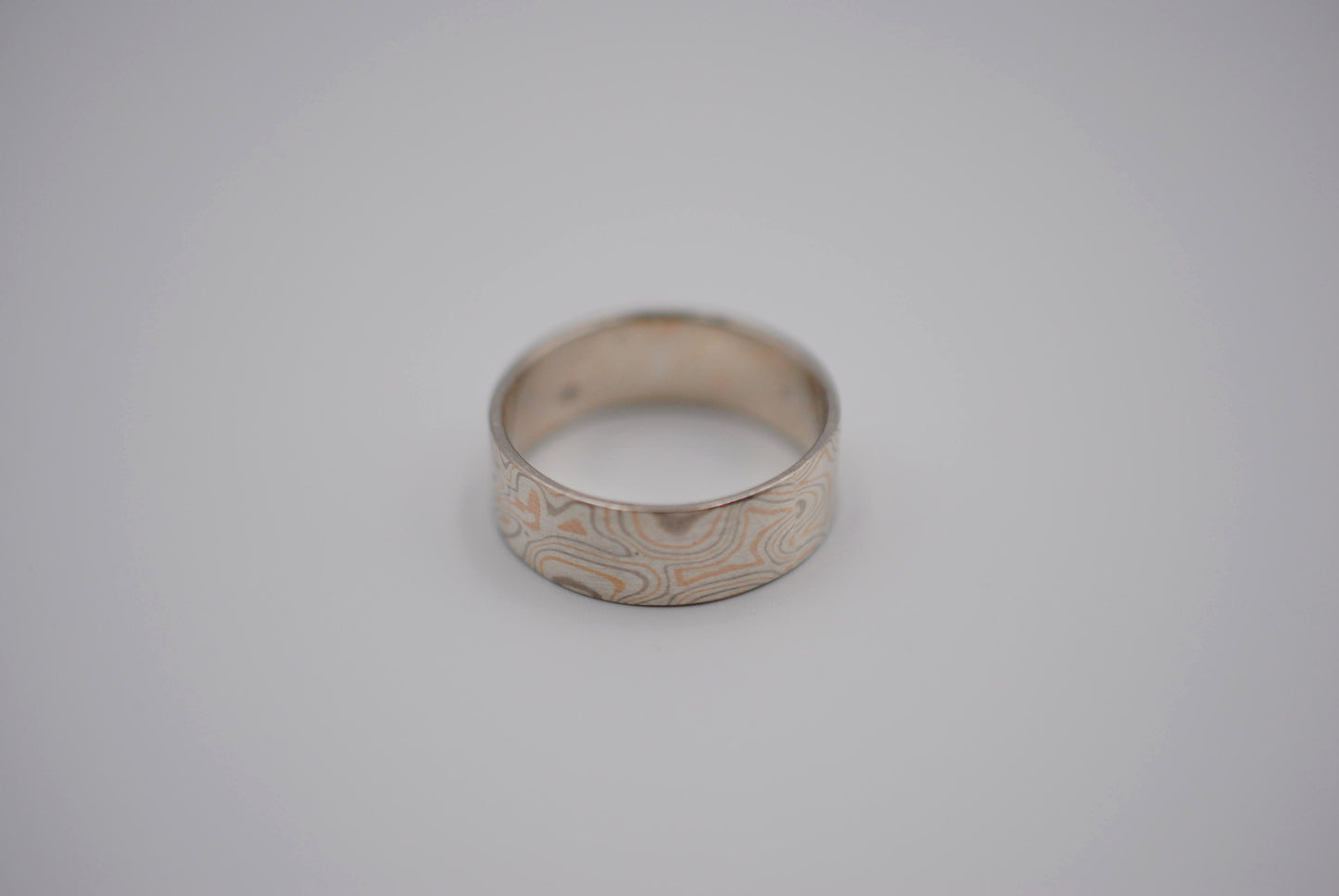 Three Tone Gold Mokume Gane His and Her Band