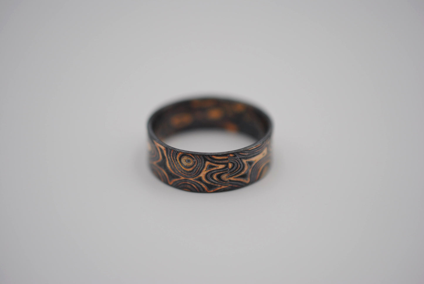 Three Tone Gold Mokume Gane Patina Mens Band