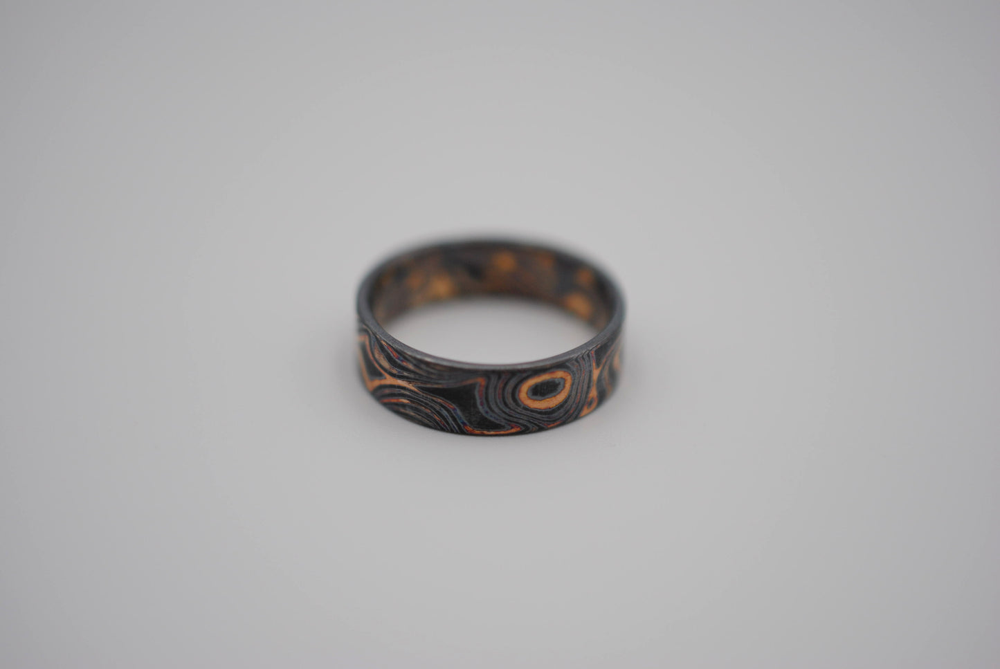 Three Tone Gold Mokume Gane Patina Womens Band