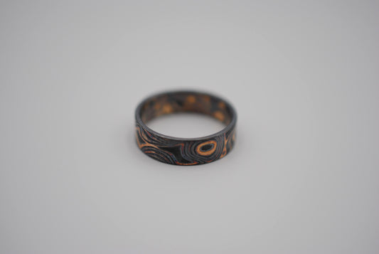 Three Tone Gold Mokume Gane Patina Womens Band