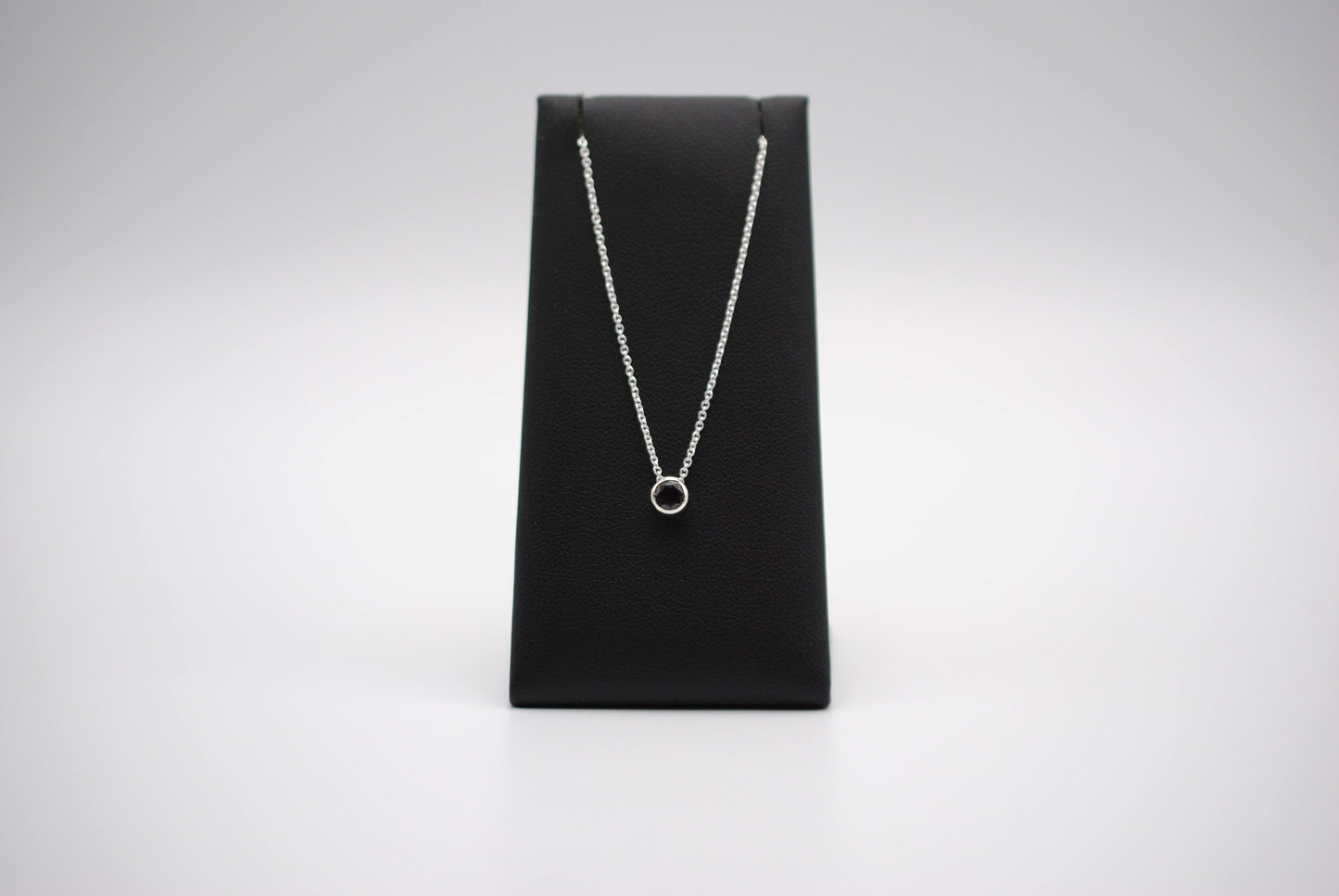 Alexandrite Necklace: Round Cut, Bezel, Silver, Cable Chain