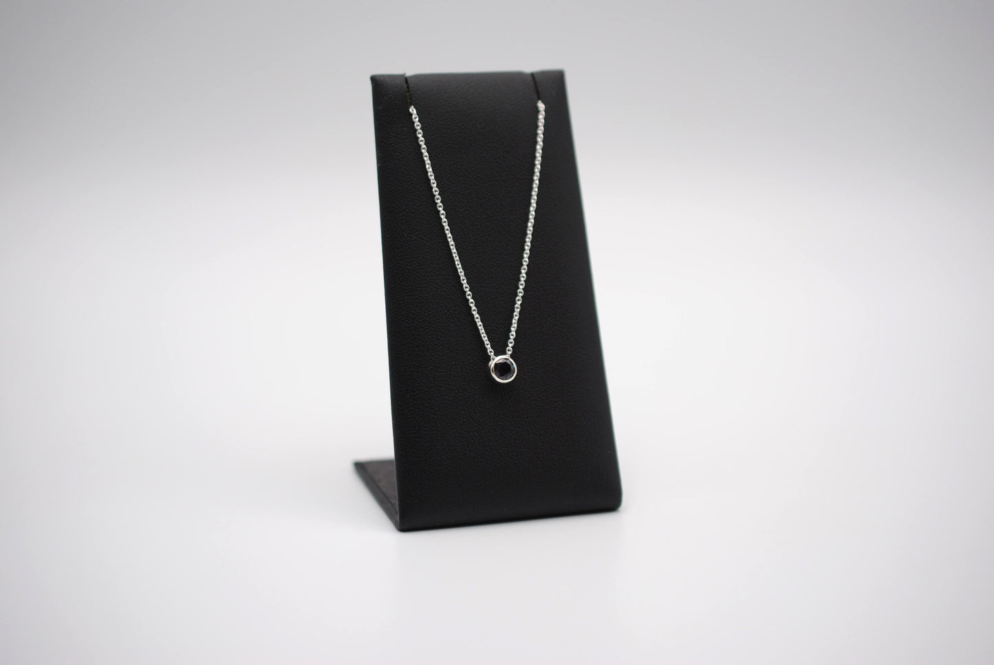 Alexandrite Necklace: Round Cut, Bezel, Silver, Cable Chain