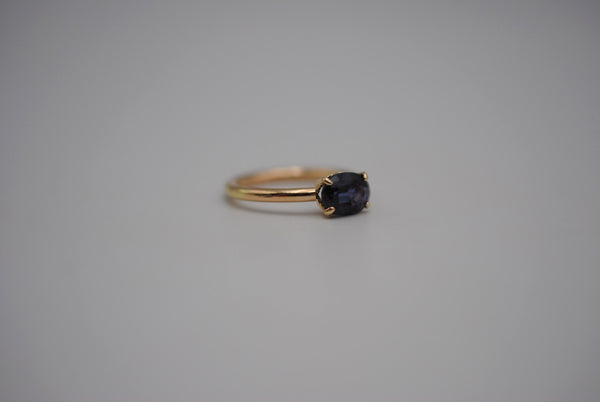 Alexandrite Ring: Oval Cut, Yellow Gold, Filigree Prong Setting