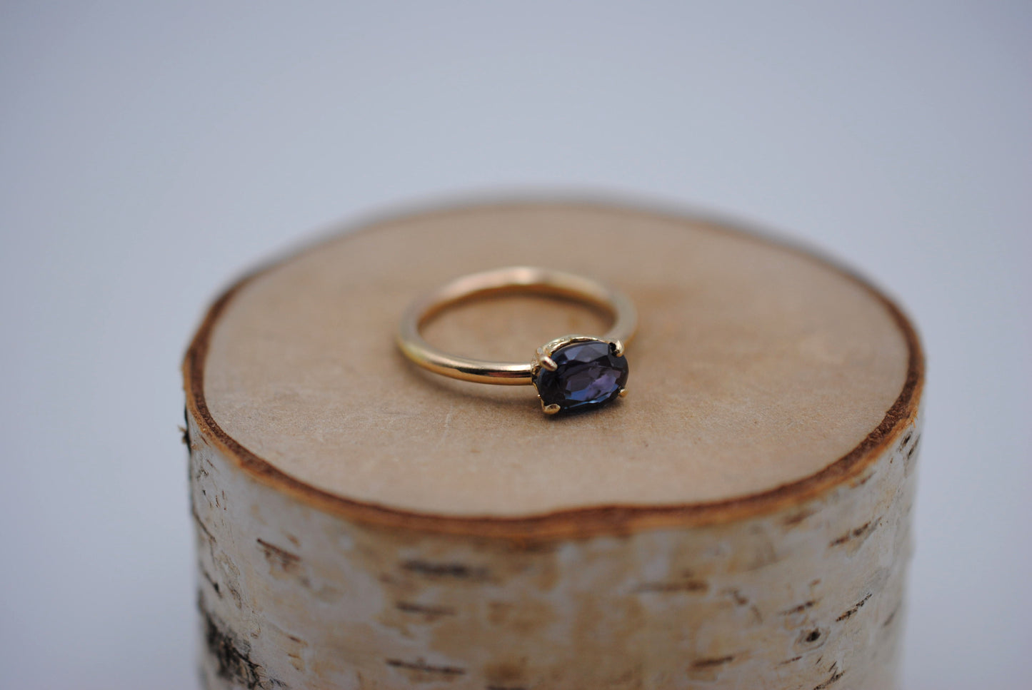 Alexandrite Ring: Oval Cut, Yellow Gold, Filigree Prong Setting