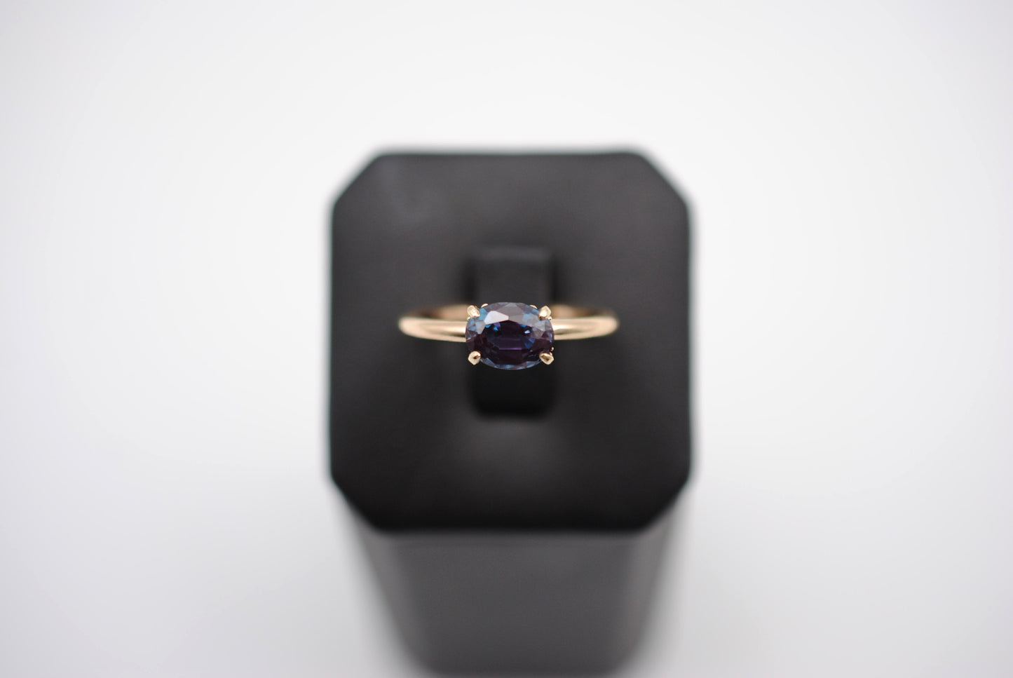 Alexandrite Ring: Oval Cut, Yellow Gold, Filigree Prong Setting