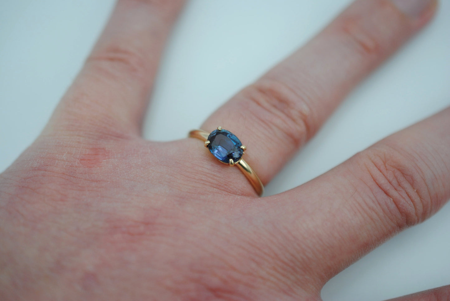 Alexandrite Ring: Oval Cut, Yellow Gold, Filigree Prong Setting