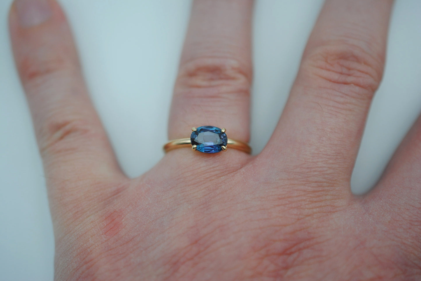 Alexandrite Ring: Oval Cut, Yellow Gold, Filigree Prong Setting
