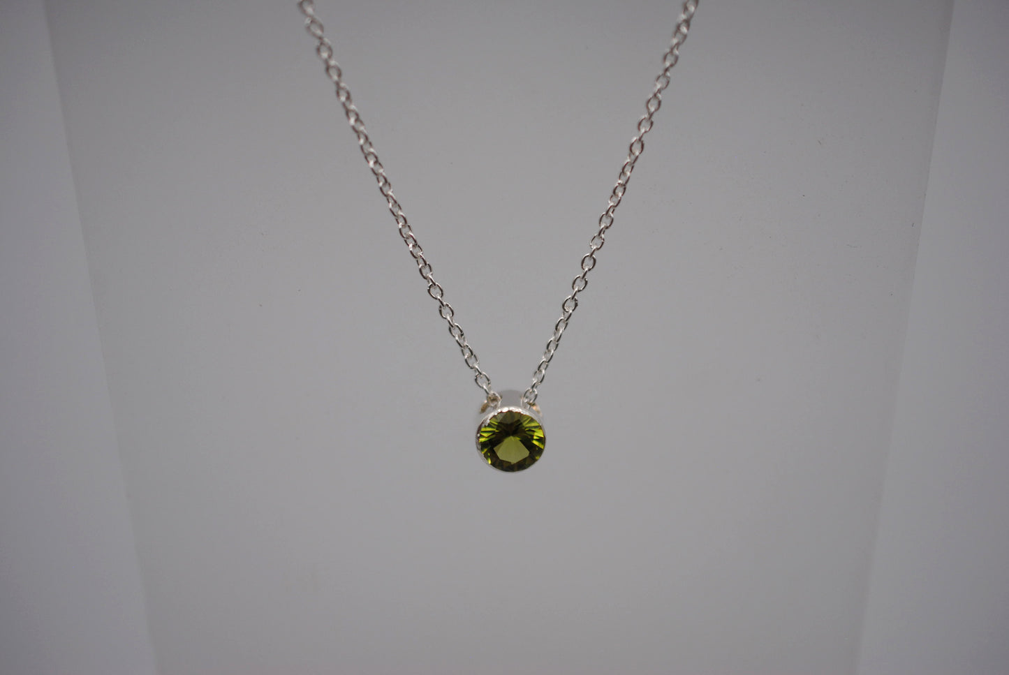 Peridot Bezel Setting Silver Pendant Necklace
