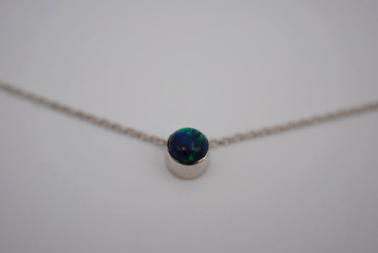 Black Opal Bezel Setting Silver Pendant Necklace