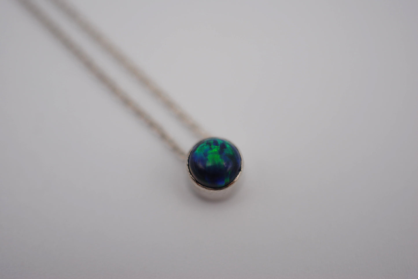 Black Opal Bezel Setting Silver Pendant Necklace