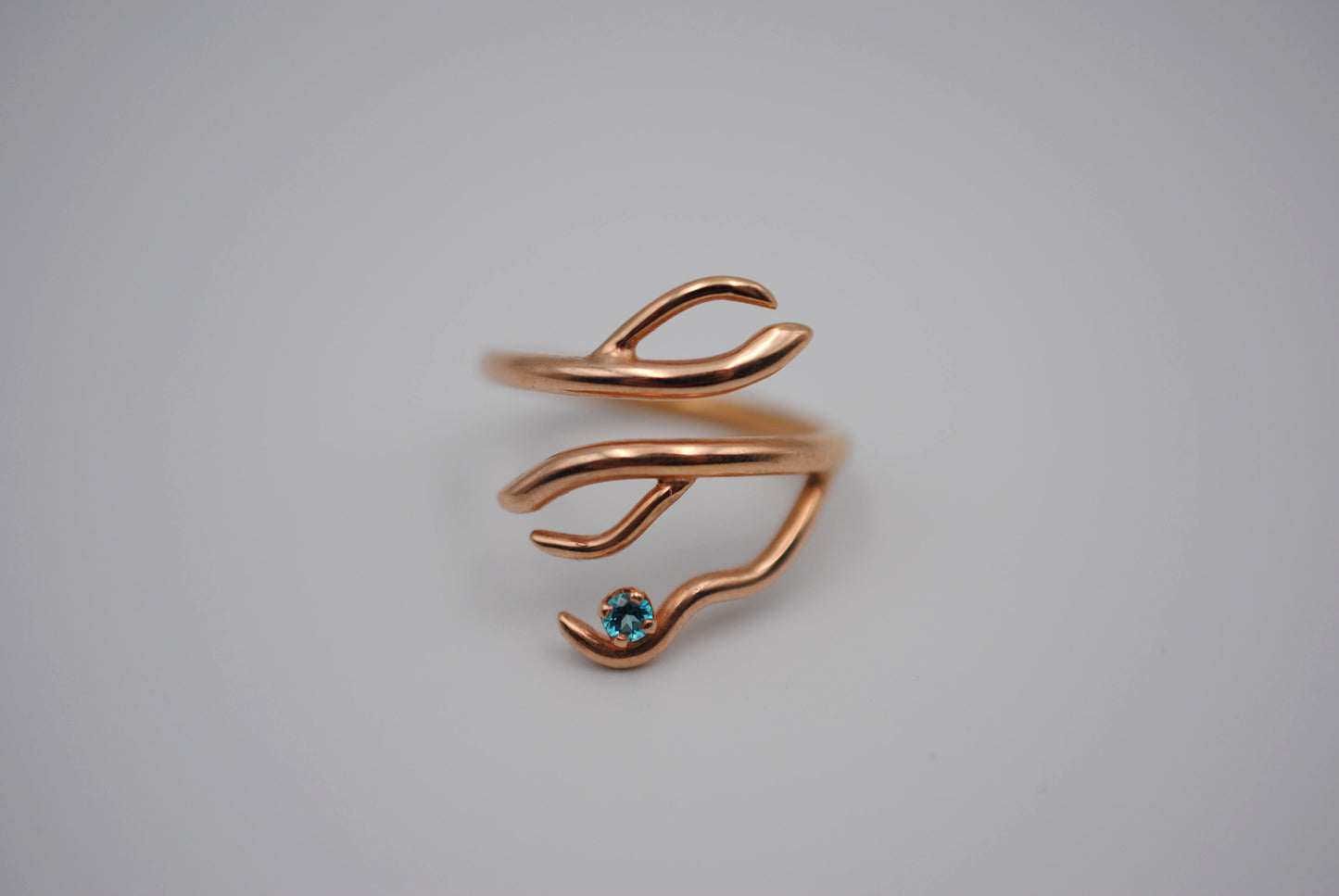 Branching Rose Gold Roots Ring with a Pariaba Topaz Gemstone