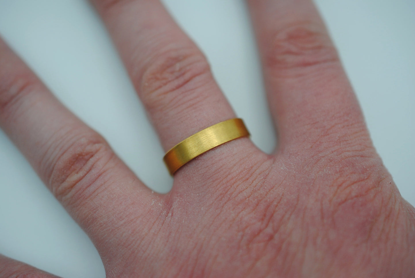 Ring Band: Brushed Texture, Yellow Gold Finish, 5mm Wide