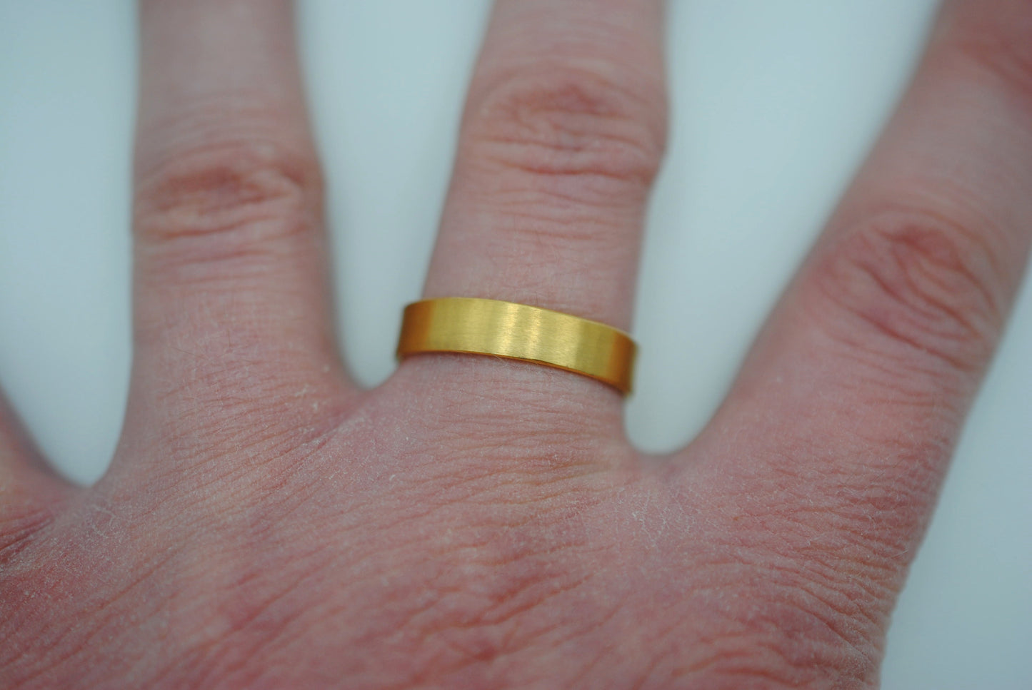 Ring Band: Brushed Texture, Yellow Gold Finish, 5mm Wide
