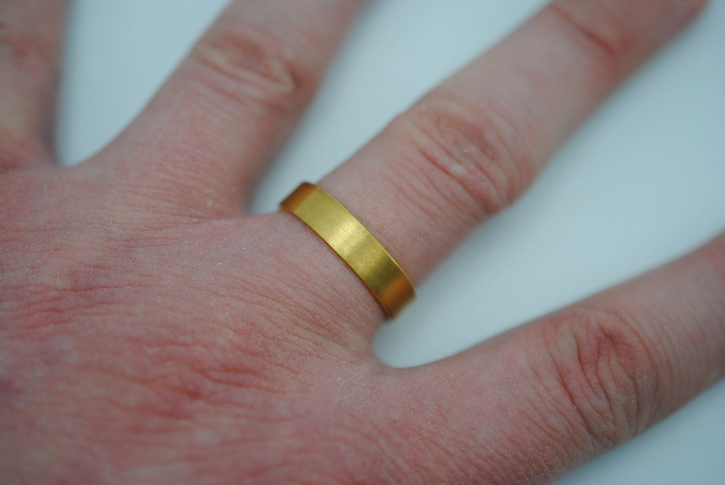 Ring Band: Brushed Texture, Yellow Gold Finish, 5mm Wide