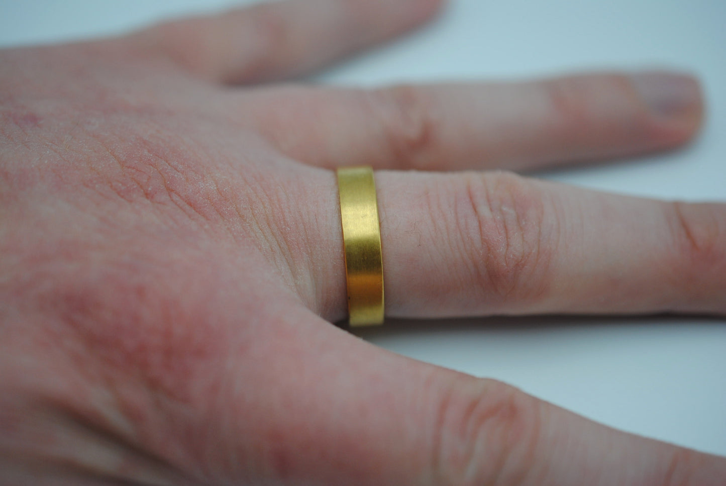 Ring Band: Brushed Texture, Yellow Gold Finish, 5mm Wide