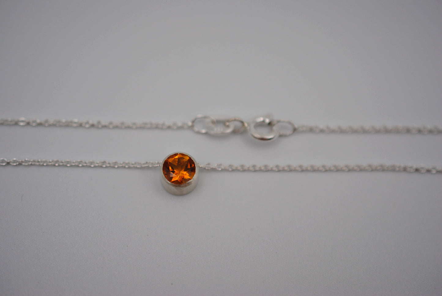 Citrine in Bezel Setting Pendant Finished in Rhodium