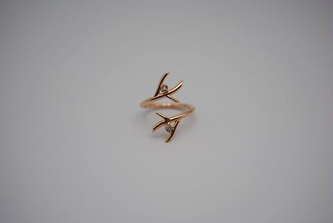 Diamond Ring: Uncut, Outward Branch, Rose Gold