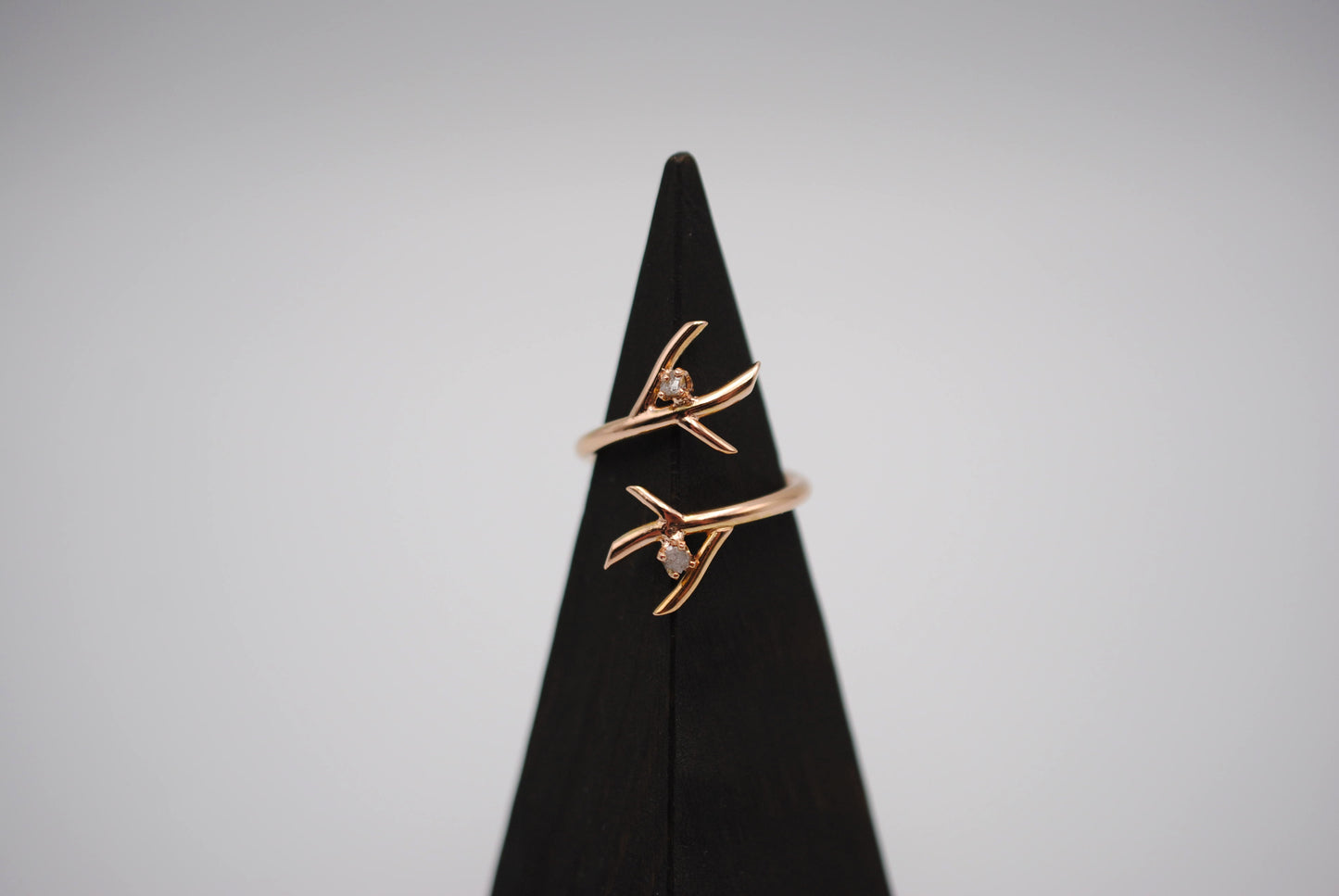 Diamond Ring: Uncut, Outward Branch, Rose Gold