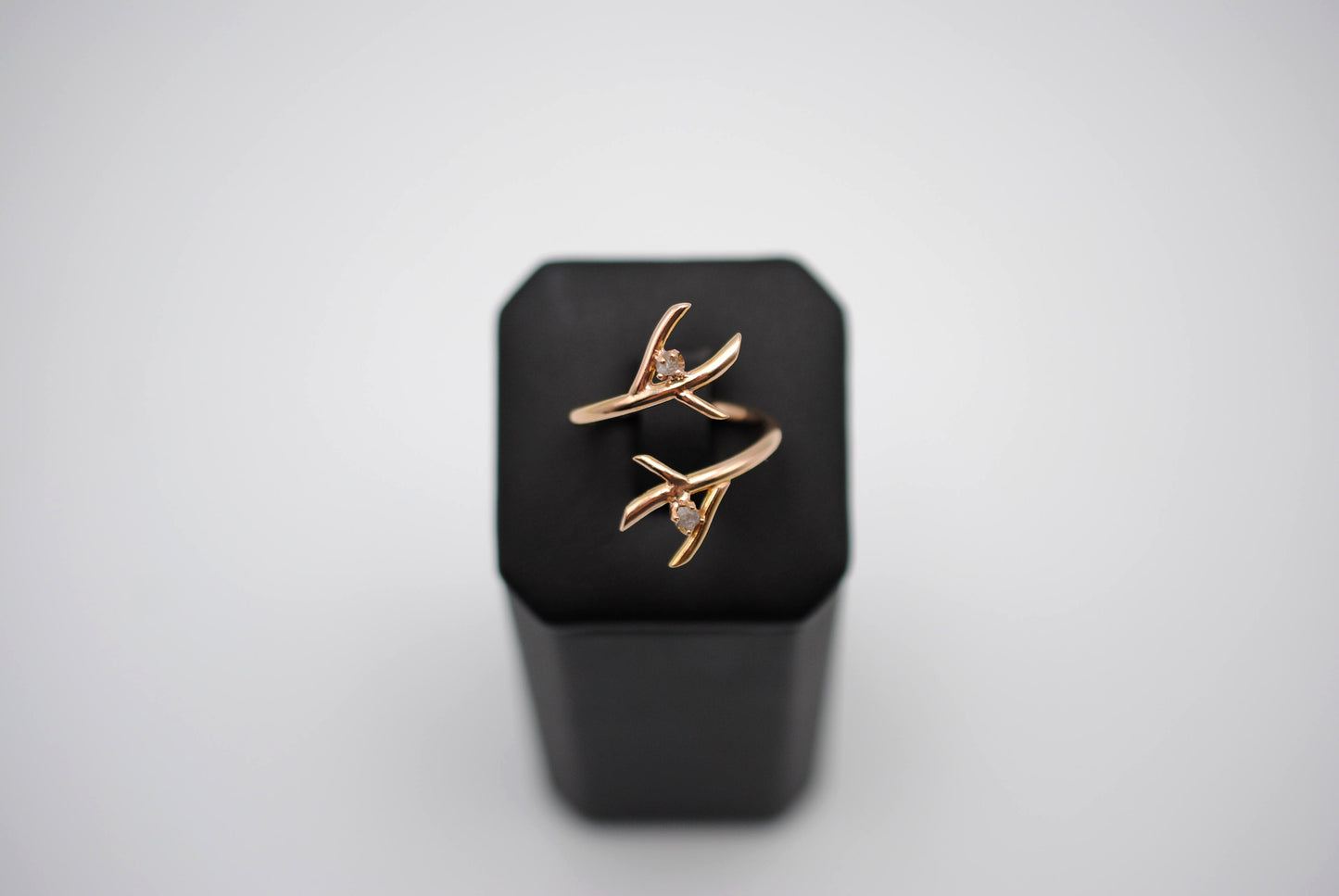 Diamond Ring: Uncut, Outward Branch, Rose Gold