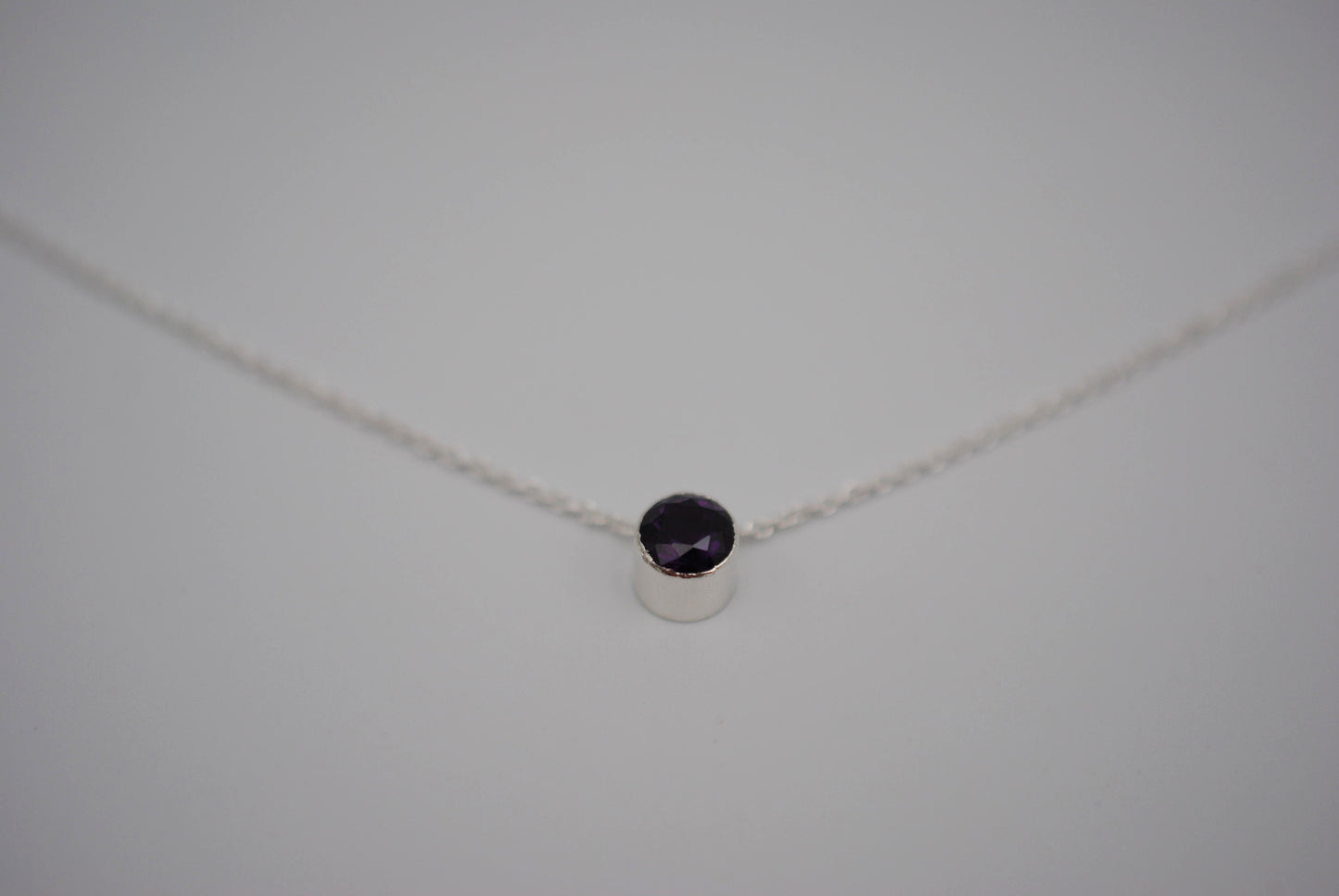 Amethyst Bezel Setting Silver Pendant Necklace