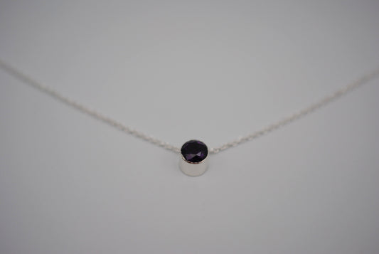 Amethyst Bezel Setting Silver Pendant Necklace