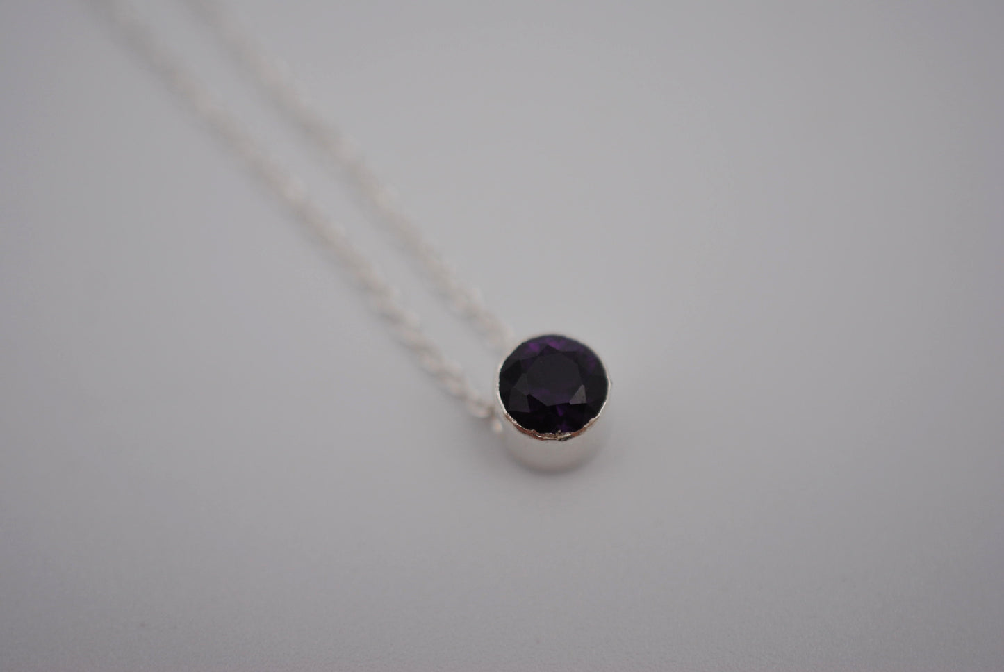 Amethyst Bezel Setting Silver Pendant Necklace