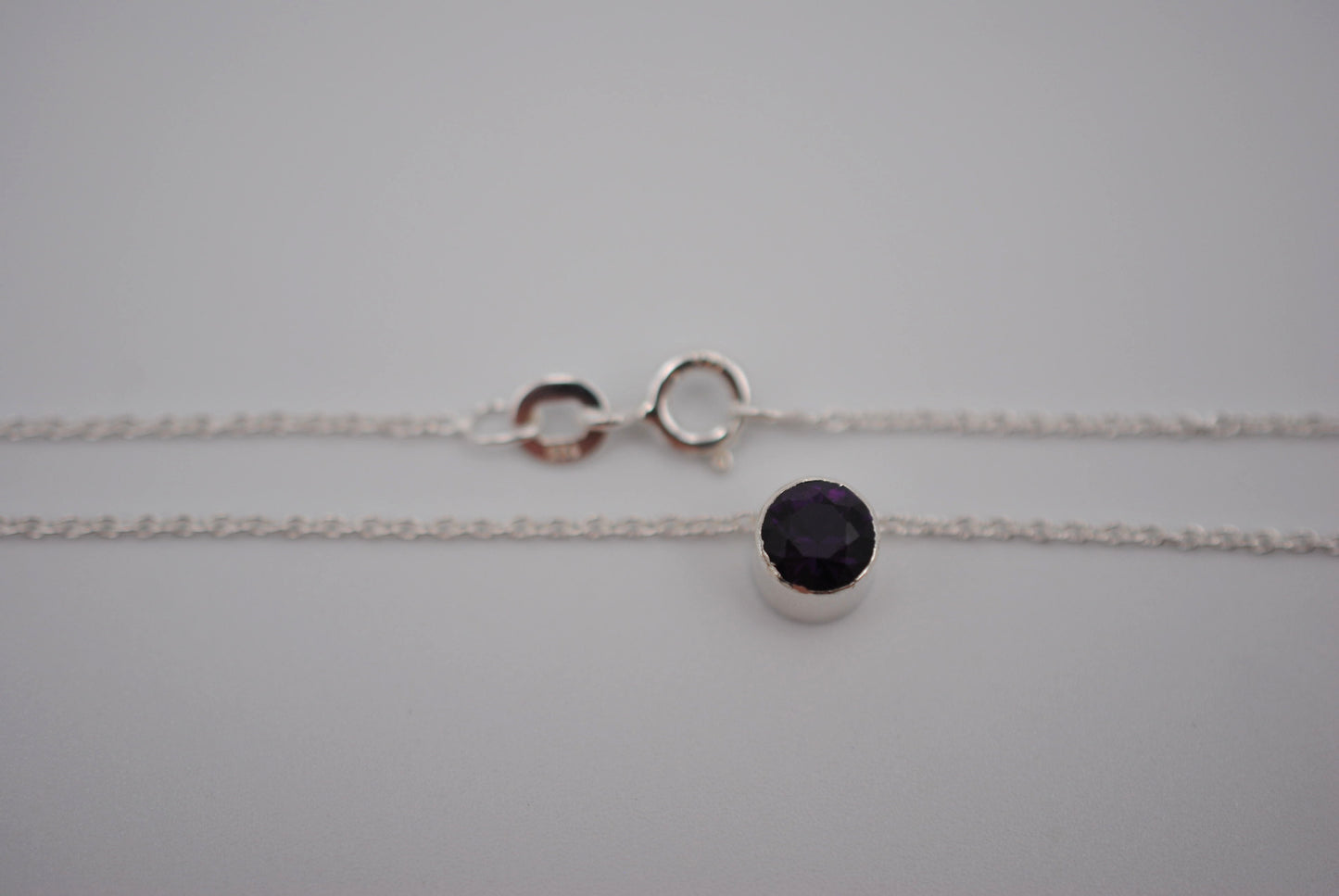 Amethyst Bezel Setting Silver Pendant Necklace