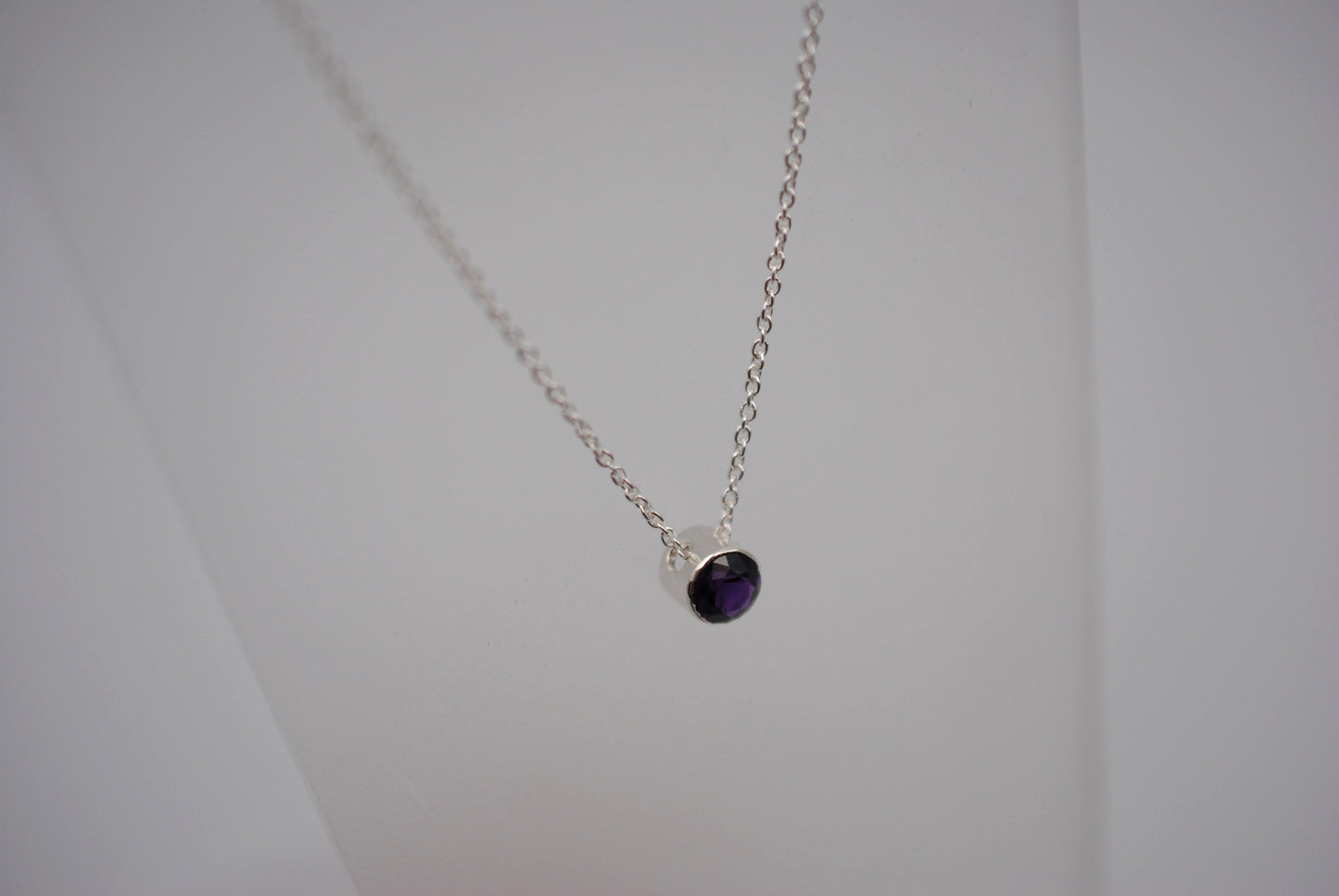 Amethyst Bezel Setting Silver Pendant Necklace