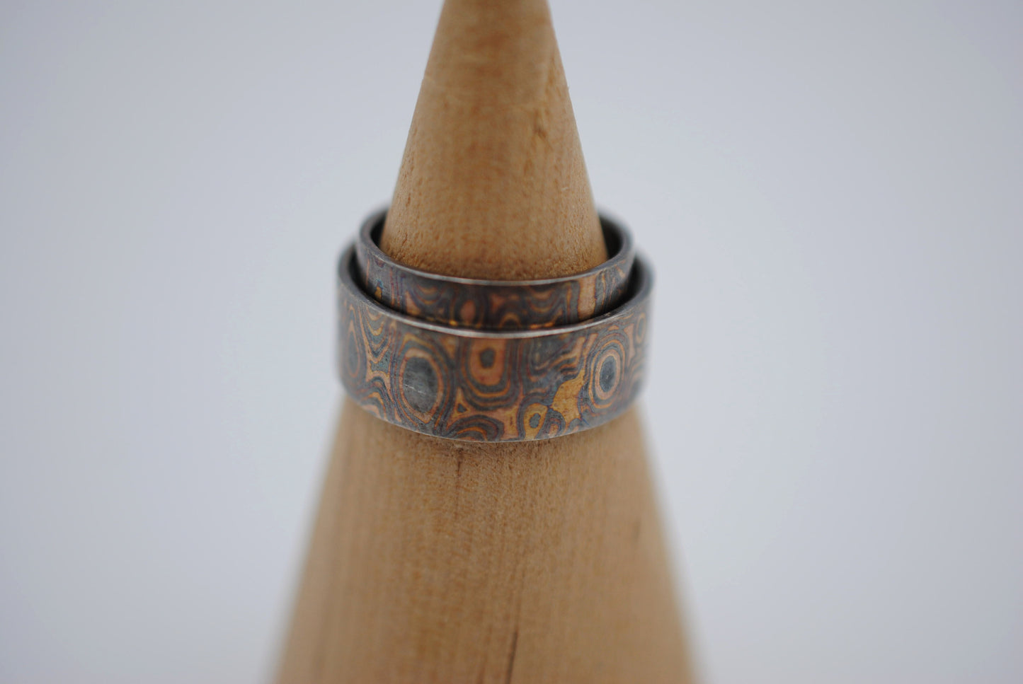 Four Tone Gold Patina Mokume Gane Wedding Set